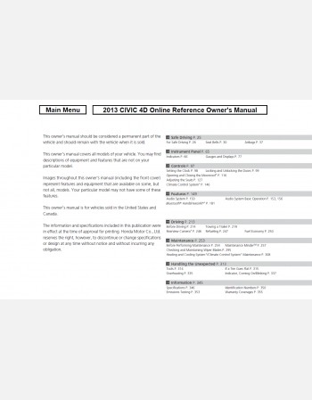 2013 honda civic owners manual